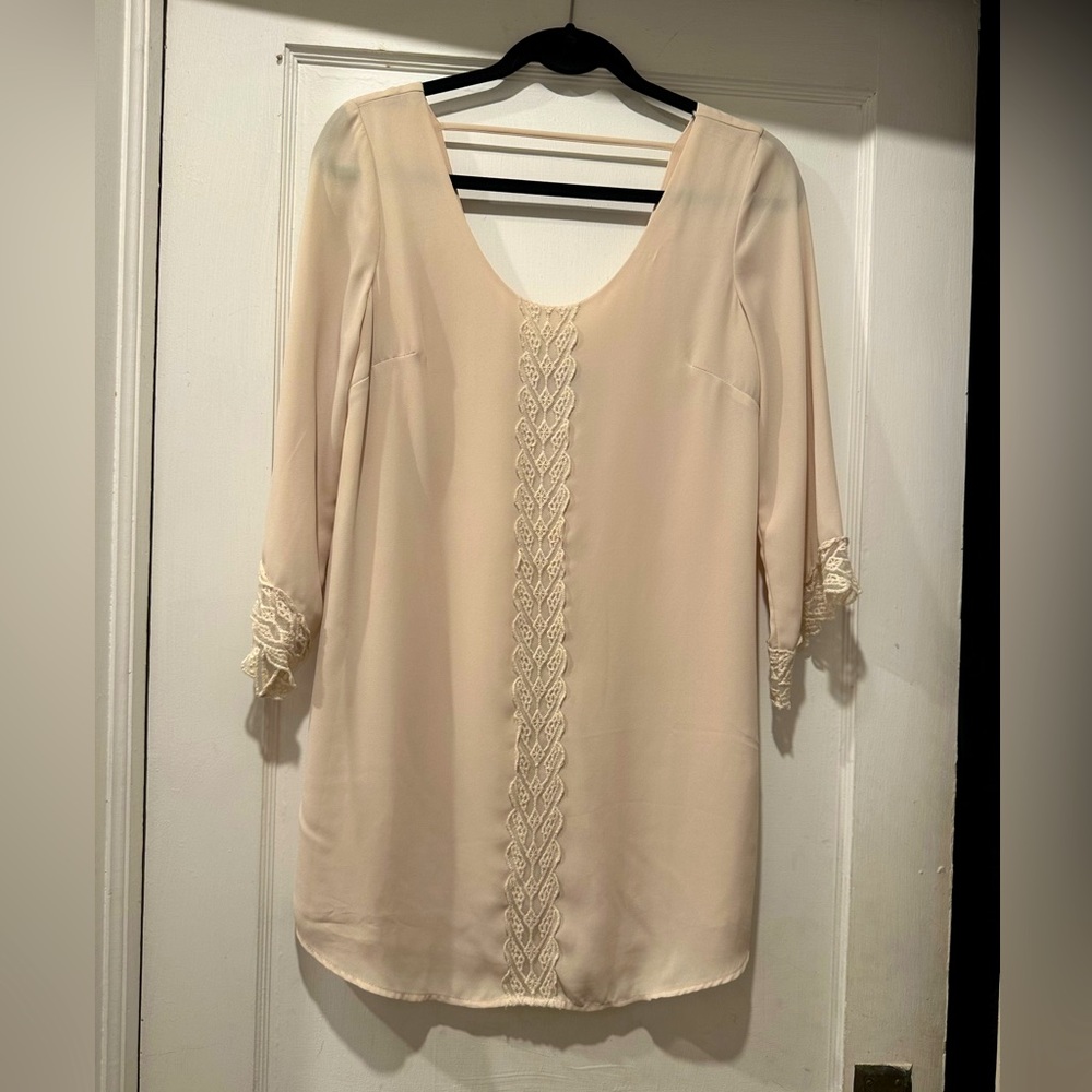 ASTR boho chic cream shift dress